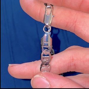 14K WHITE GOLD PLATED silver underneath CUBAN LINK CHAIN